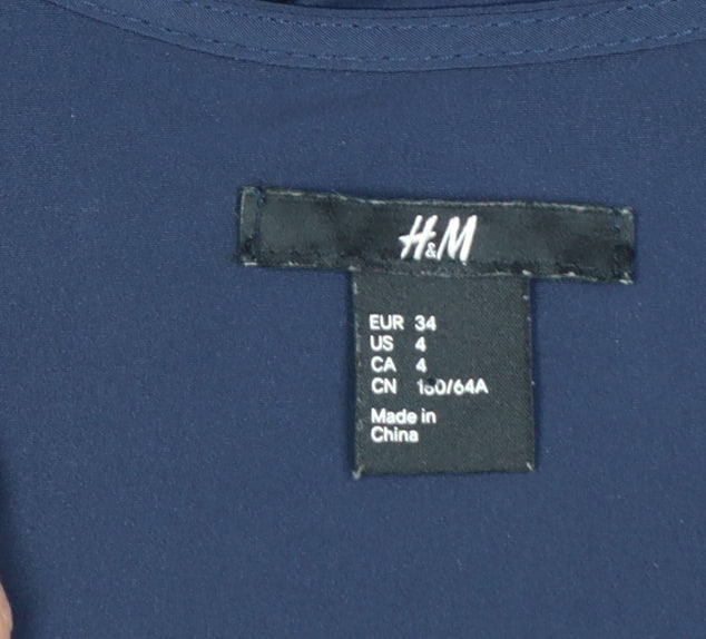 H&M Women’s Blue Tapered V-Neck Short Sleeve Jumpsuit Size 6