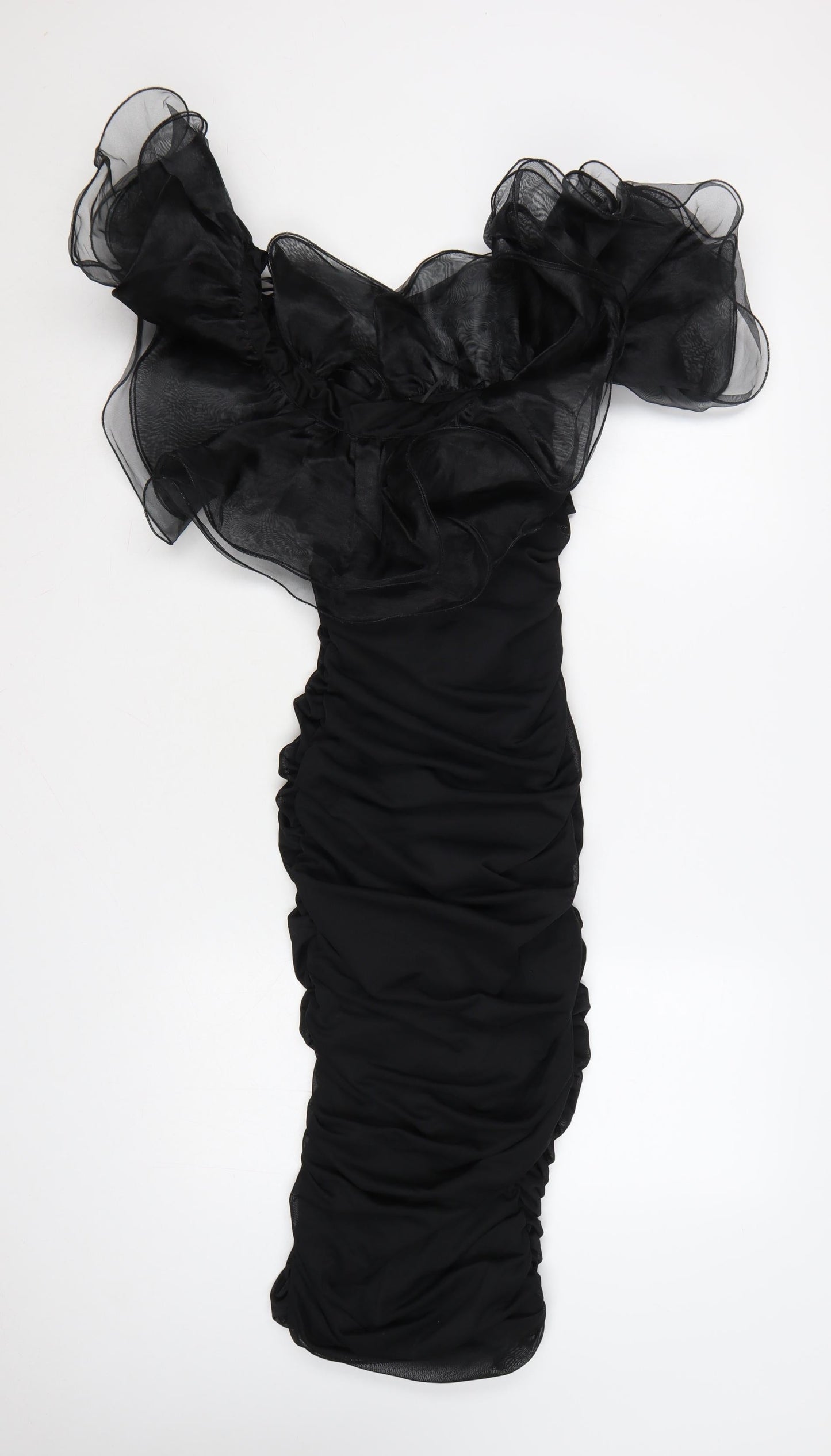 ASOS Women Black Size 6 Off-Shoulder Ruffle Bodycon Dress