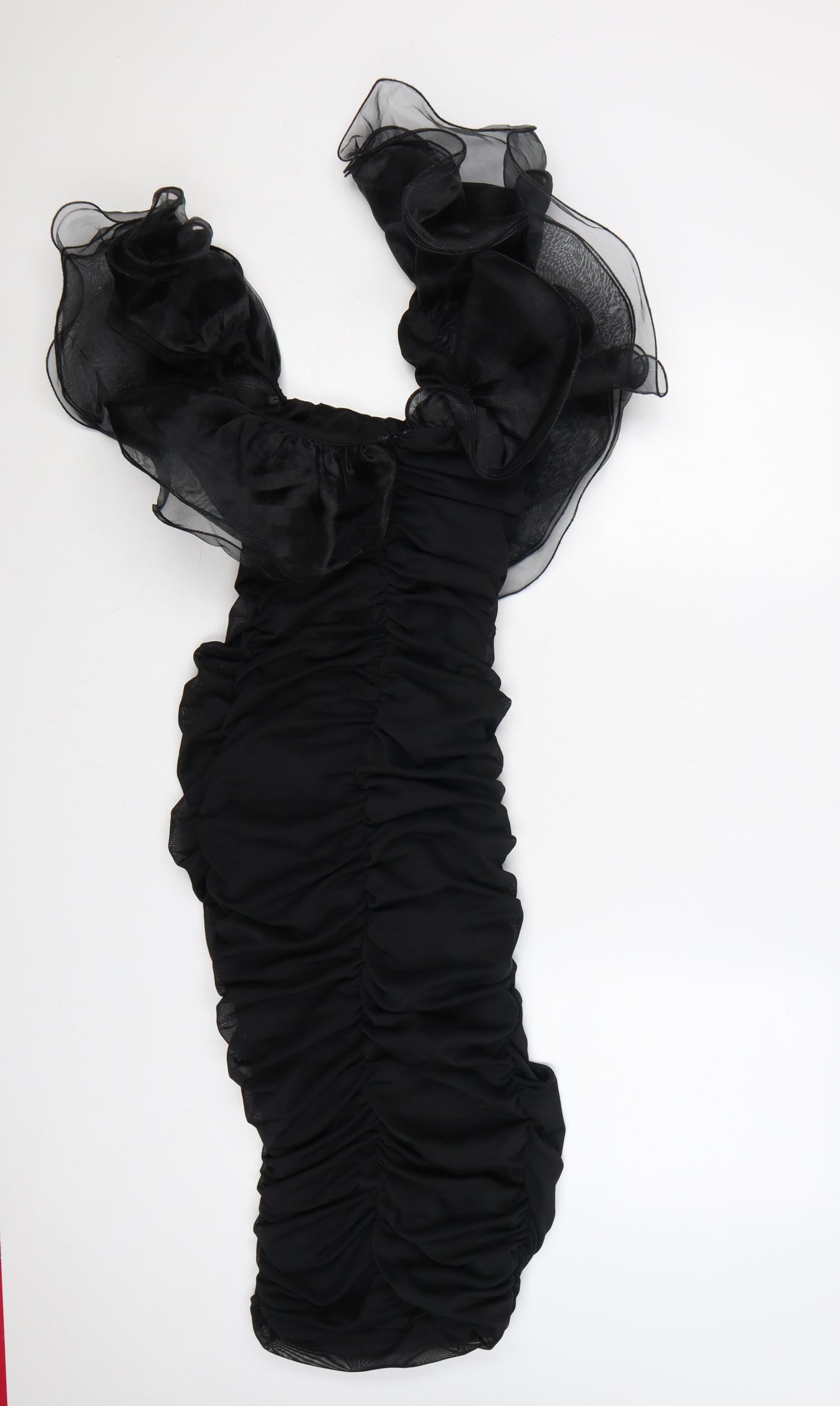 ASOS Women Black Size 6 Off-Shoulder Ruffle Bodycon Dress