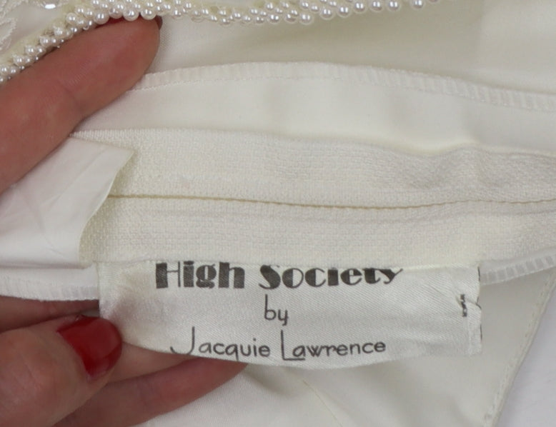 High Society Women’s Ivory Beaded Strapless Satin Blouse Size 14
