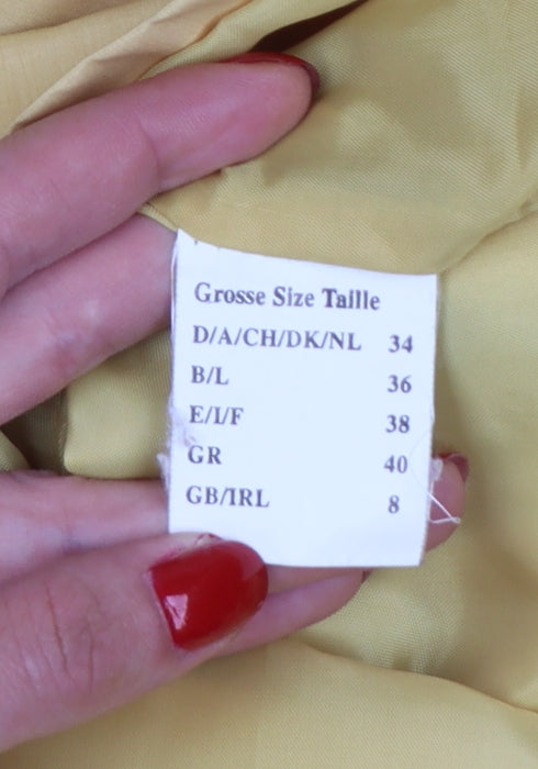 Golfino Women’s Yellow Cotton Rain Coat Size 8 Collared Mid-Length