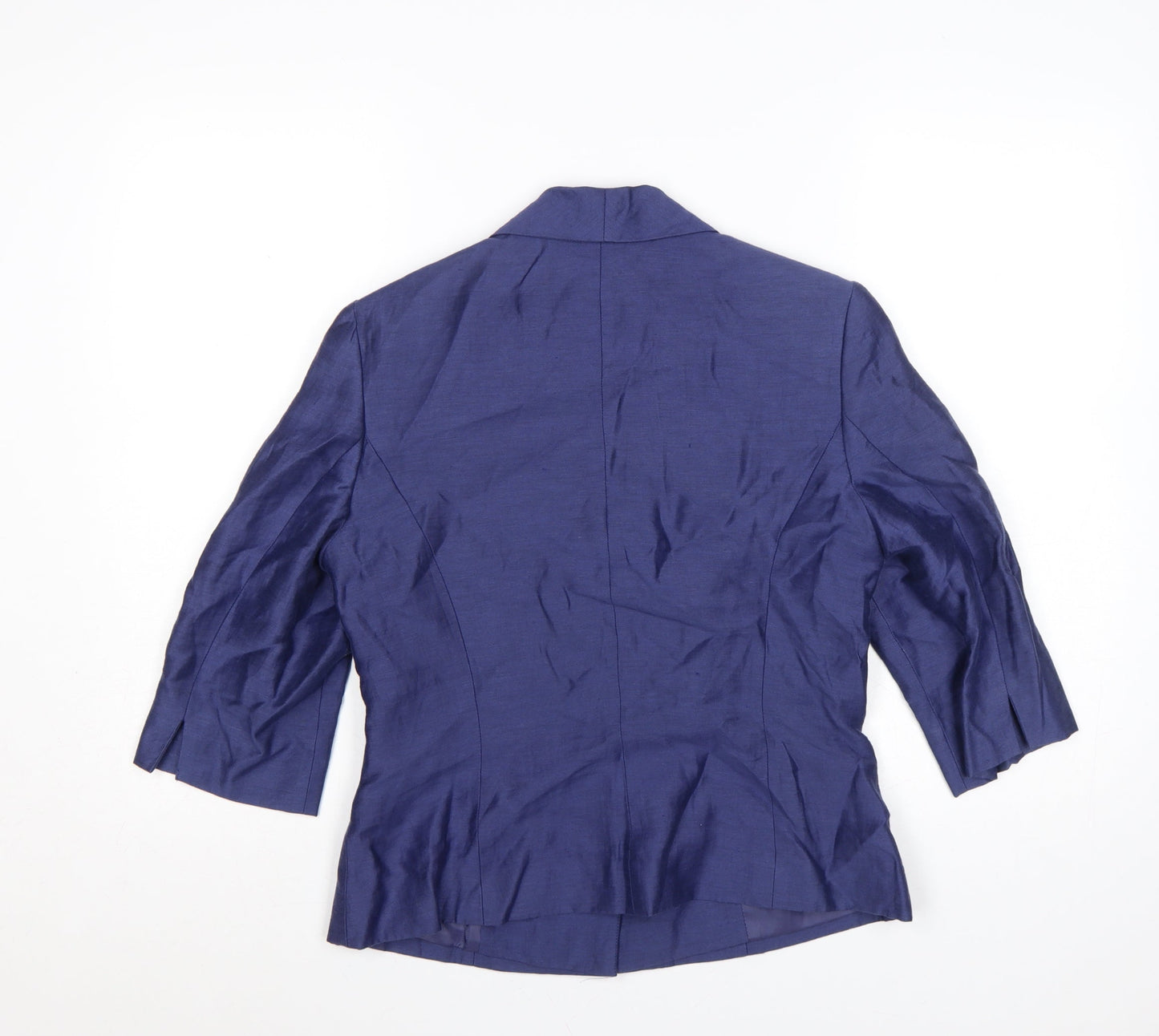 Minuet Women’s Blue Linen Blend 3/4 Sleeve Single-Breasted Blazer UK 10