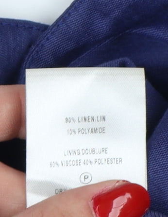 Minuet Women’s Blue Linen Blend 3/4 Sleeve Single-Breasted Blazer UK 10