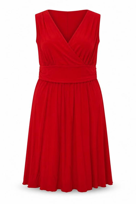 David Emanuel Women Red Size 20 Wrap Sleeveless Knee Length Dress