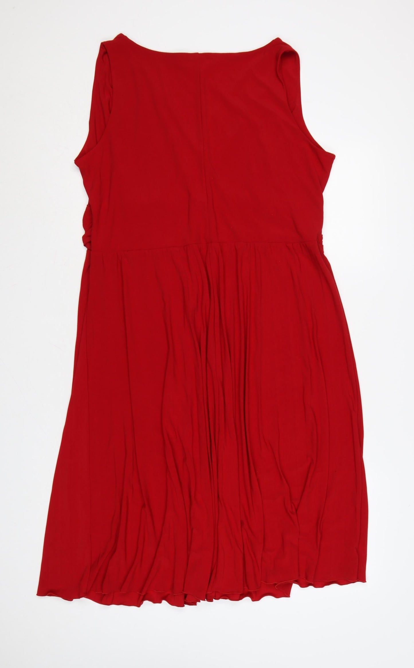 David Emanuel Women Red Size 20 Wrap Sleeveless Knee Length Dress