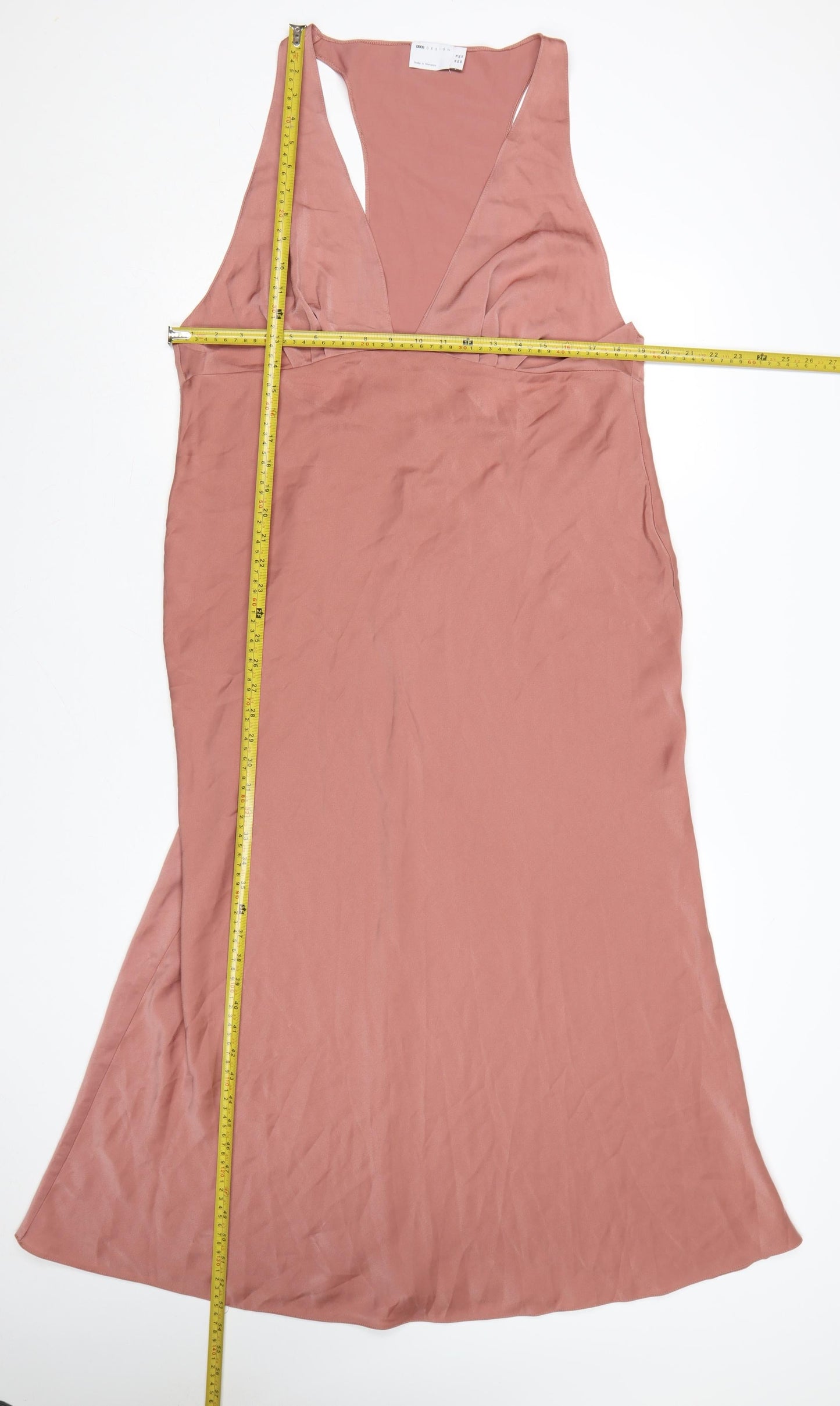 ASOS DESIGN Women’s Pink Size 18 Slip Dress Sleeveless V-Neck Midi