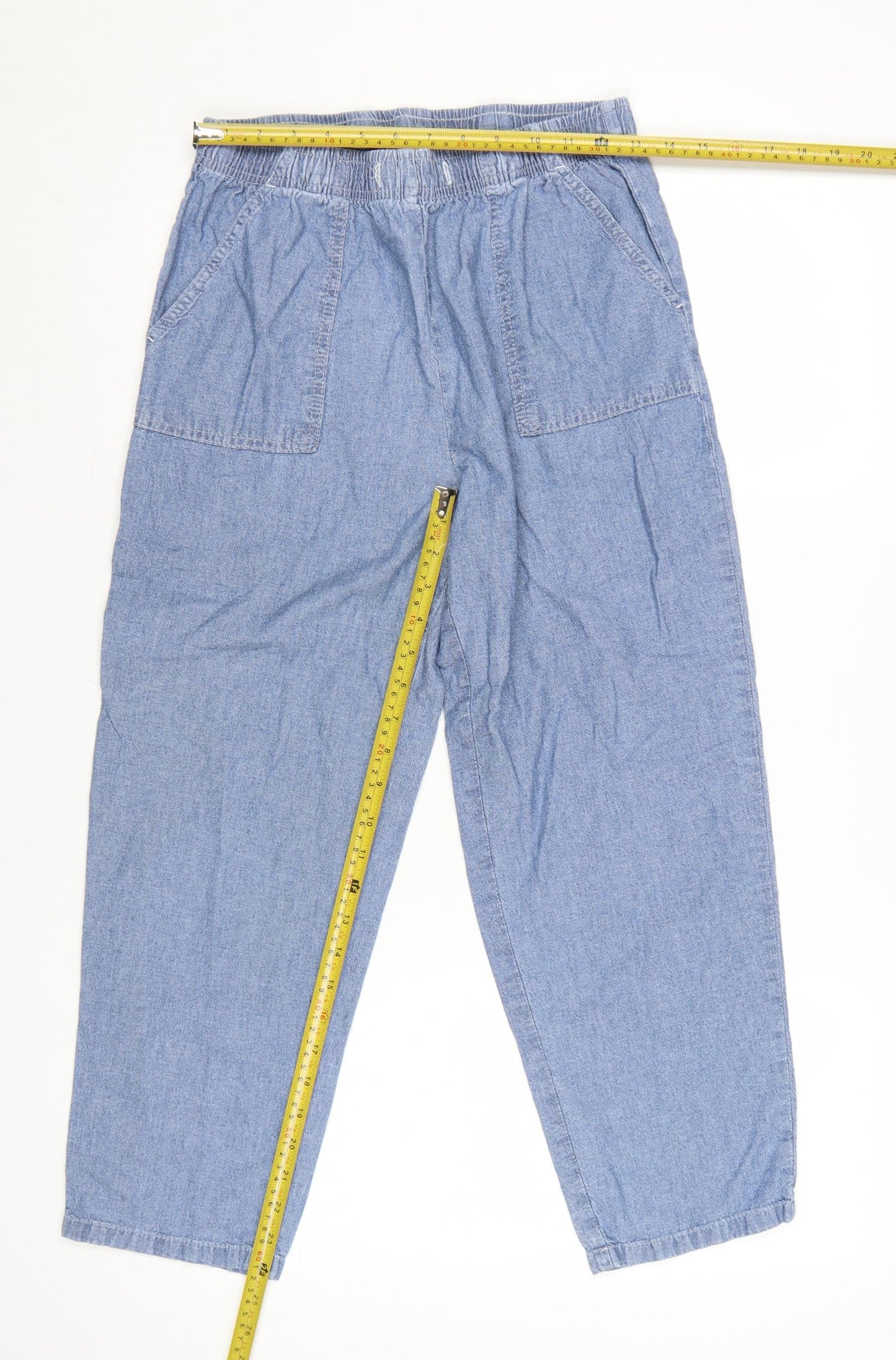 Damart Womens Blue High Rise Relaxed Tapered Jeans Size 12