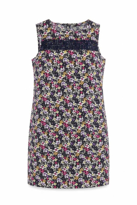 Next Petite Women’s Multicoloured Floral Linen Blend Shift Dress Size 8P