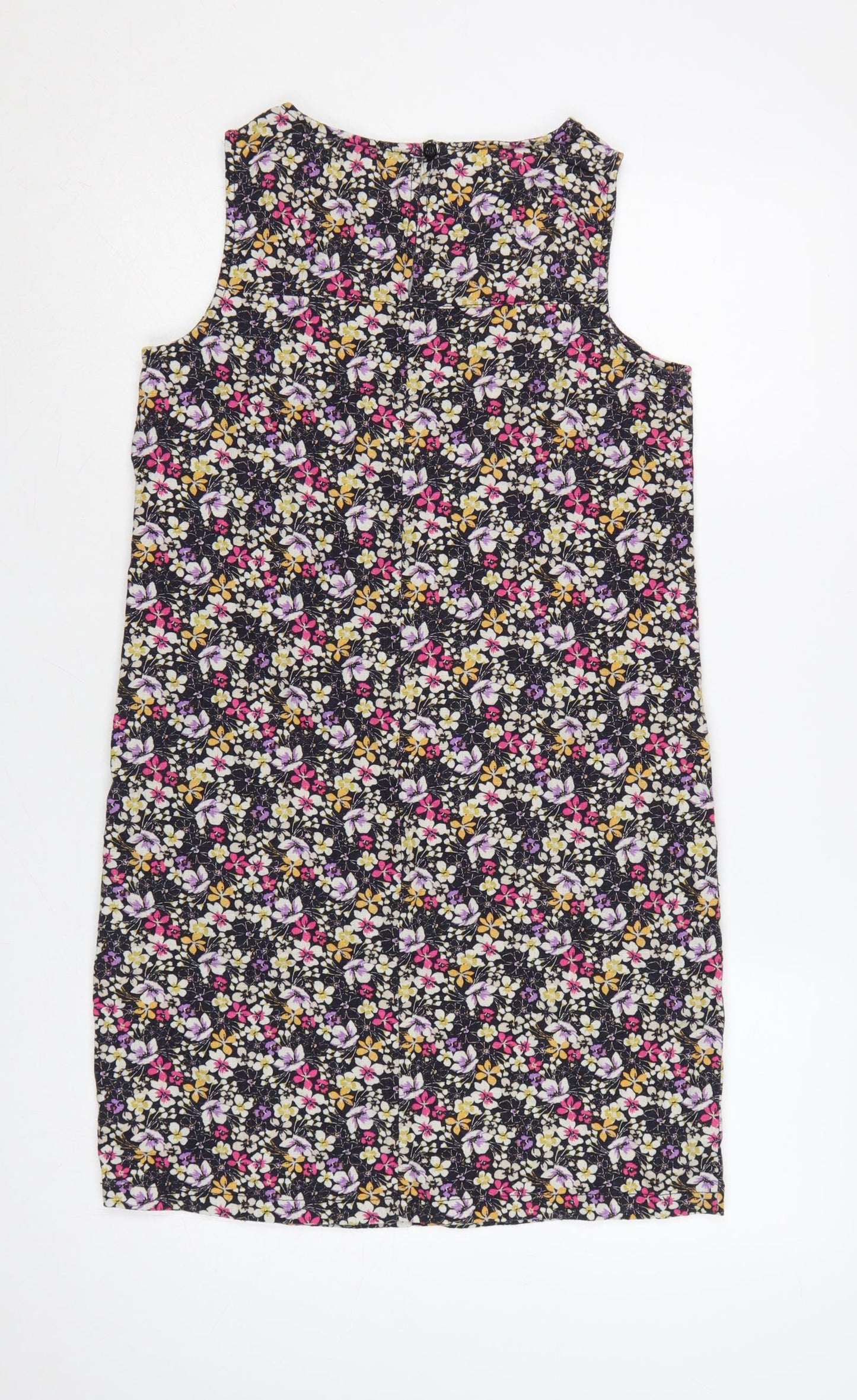 Next Petite Women’s Multicoloured Floral Linen Blend Shift Dress Size 8P