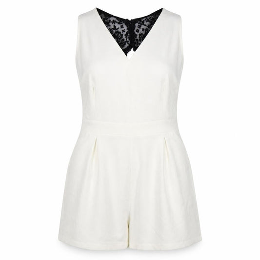 Select Womens White Lace Back Formal Sleeveless Playsuit Size 14