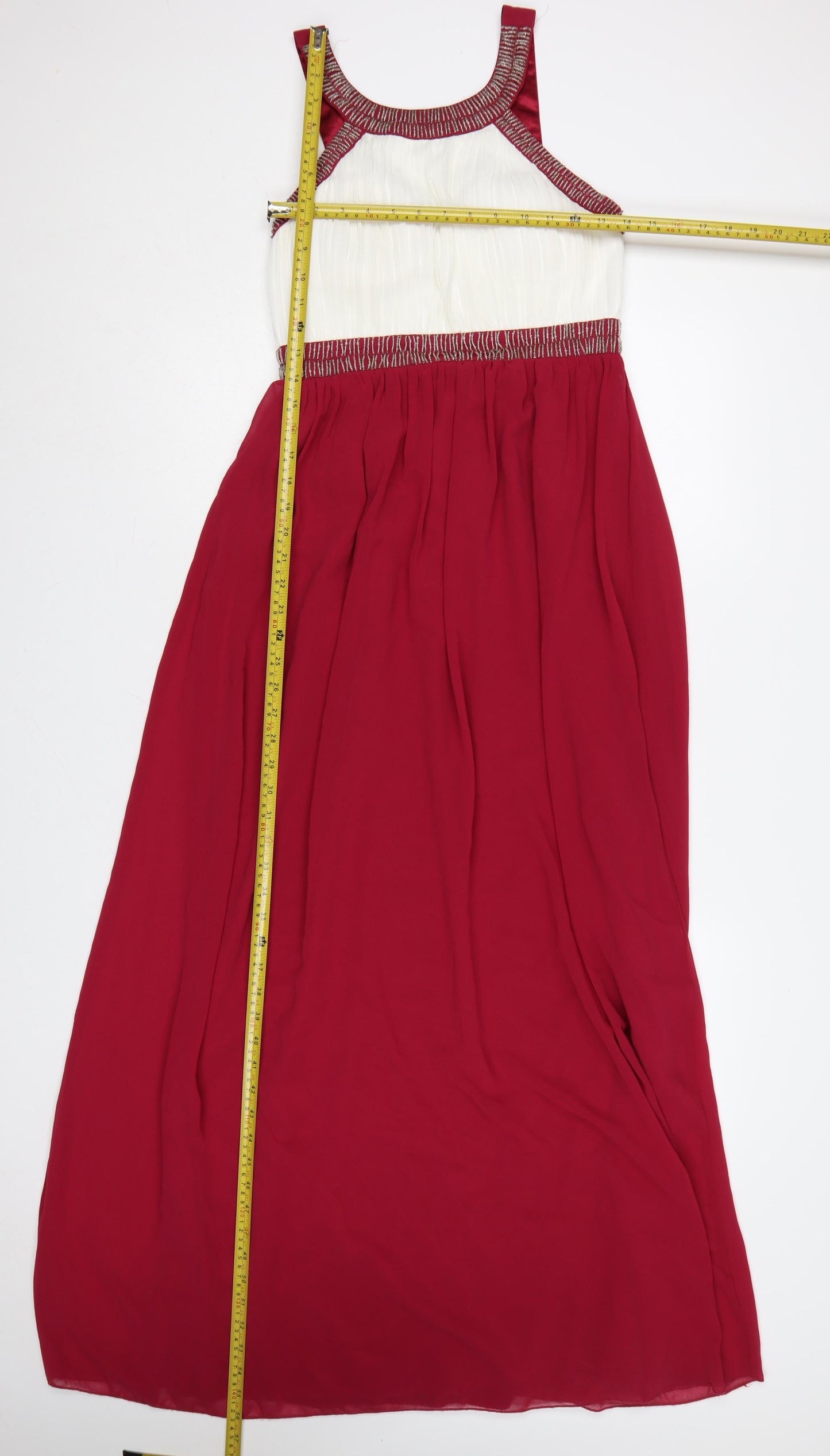 Quiz Women Red Maxi Halter Chiffon Party Dress Size 12