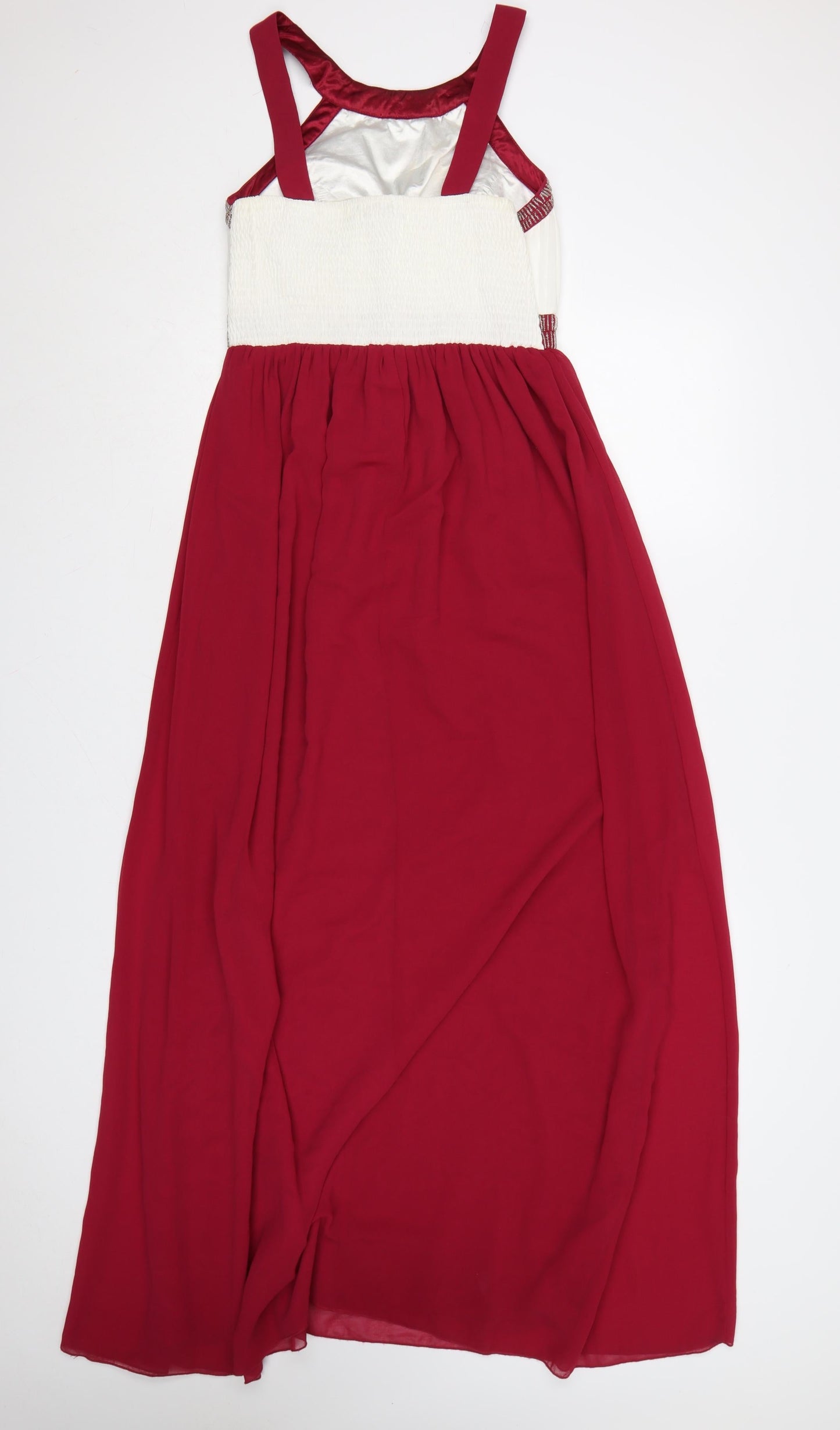 Quiz Women Red Maxi Halter Chiffon Party Dress Size 12