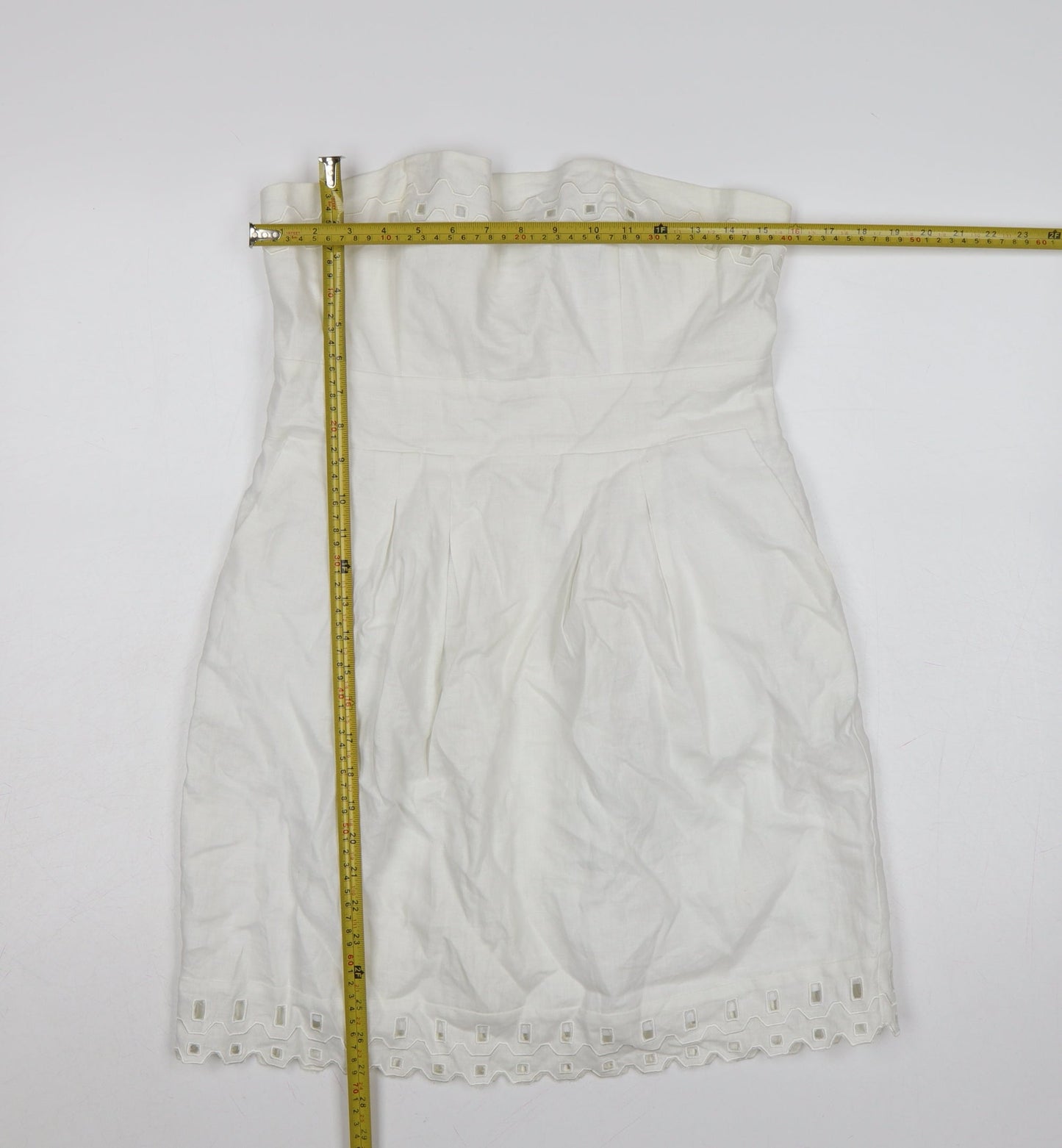 Savida Women's White Strapless Cotton Dress Size 14