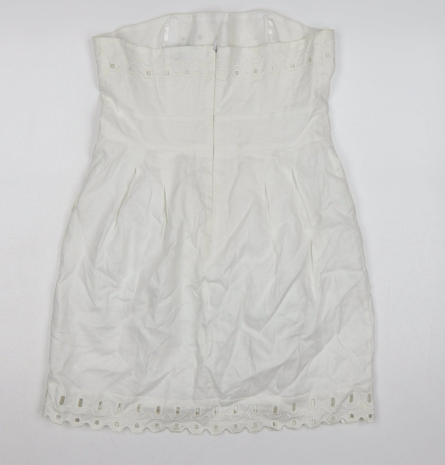 Savida Women's White Strapless Cotton Dress Size 14