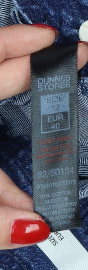 Dunnes Stores Women Blue Wide-Leg Jeans Size 12 Cotton Blend