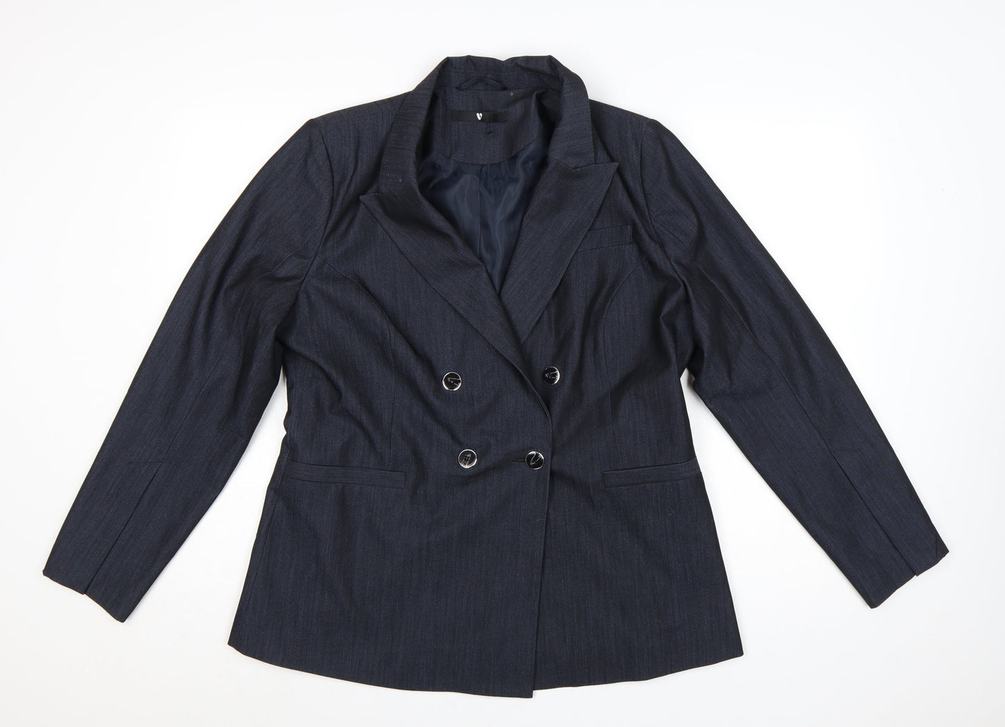 V by Very Women's Navy Double-Breasted Blazer Jacket UK 16