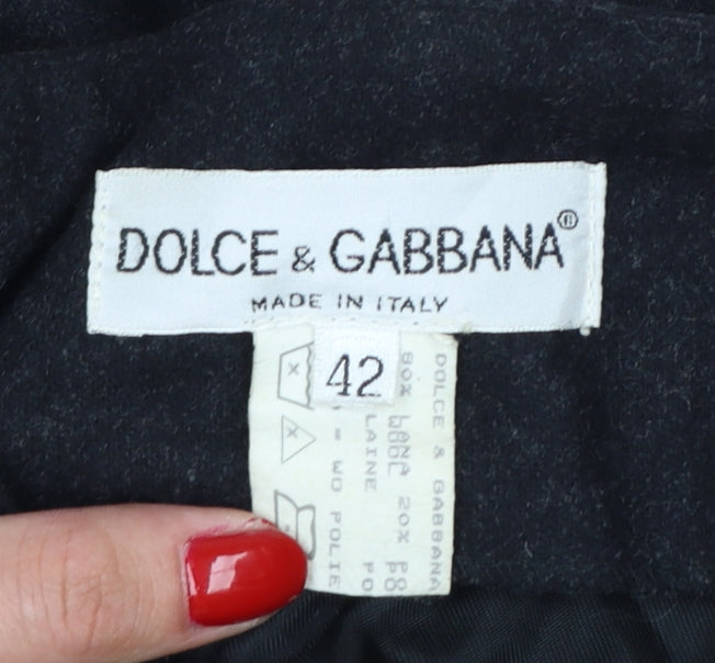 Dolce & Gabbana Womens Black Wool Blend Cropped Trousers Size 14