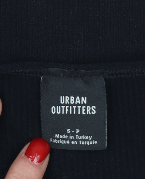 Urban Outfitters Womens Black Cropped Long Sleeve V-Neck Top S