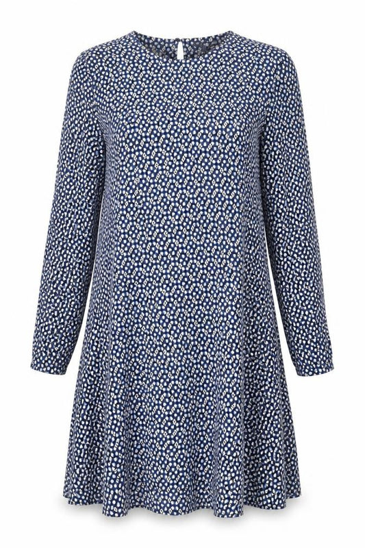 H&M Women Blue Floral A-Line Knee Length Viscose Dress Size 10