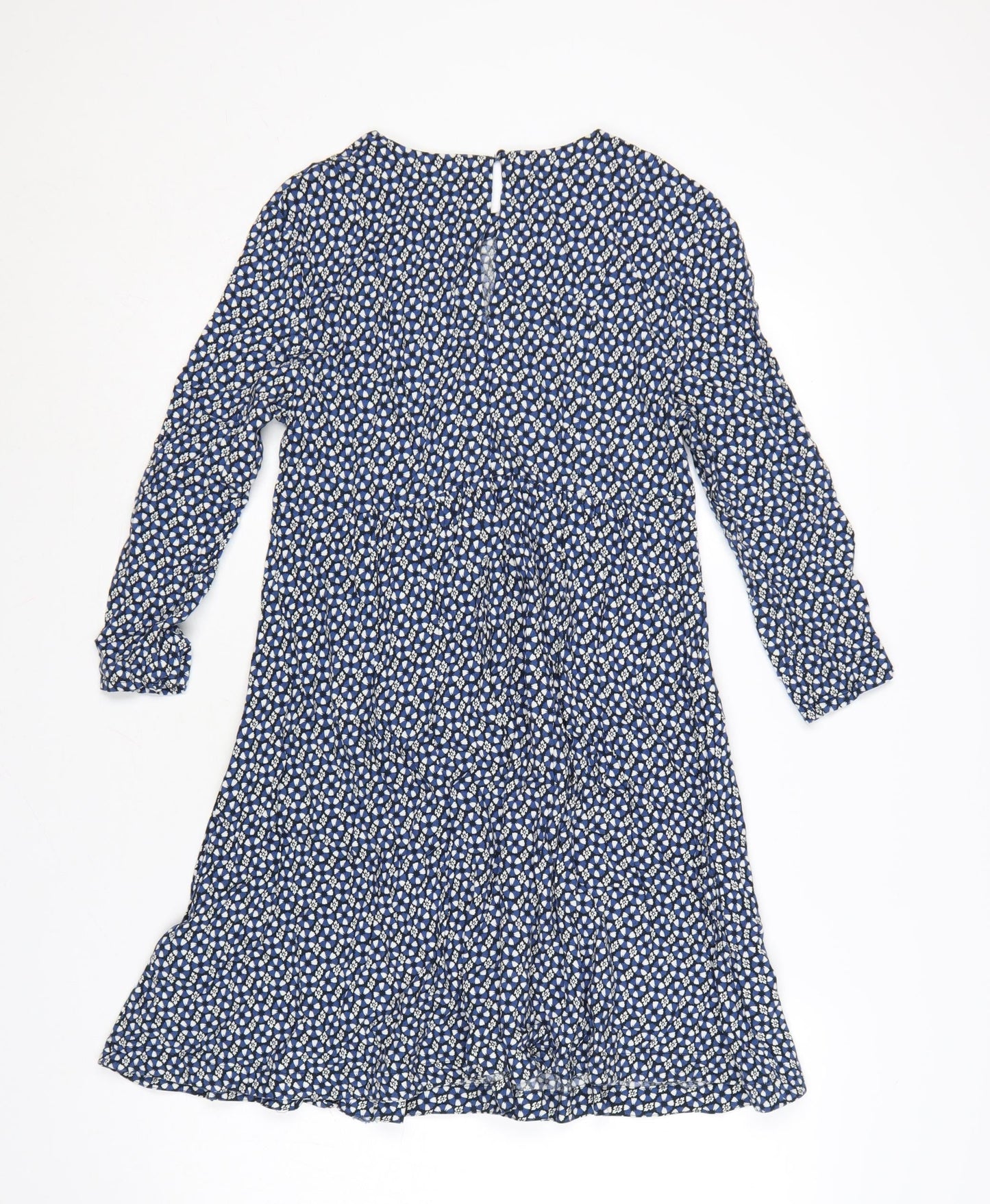 H&M Women Blue Floral A-Line Knee Length Viscose Dress Size 10