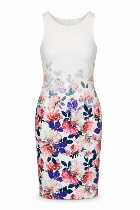 New Look Women’s Multicoloured Floral Bodycon Knee Length Dress Size 12