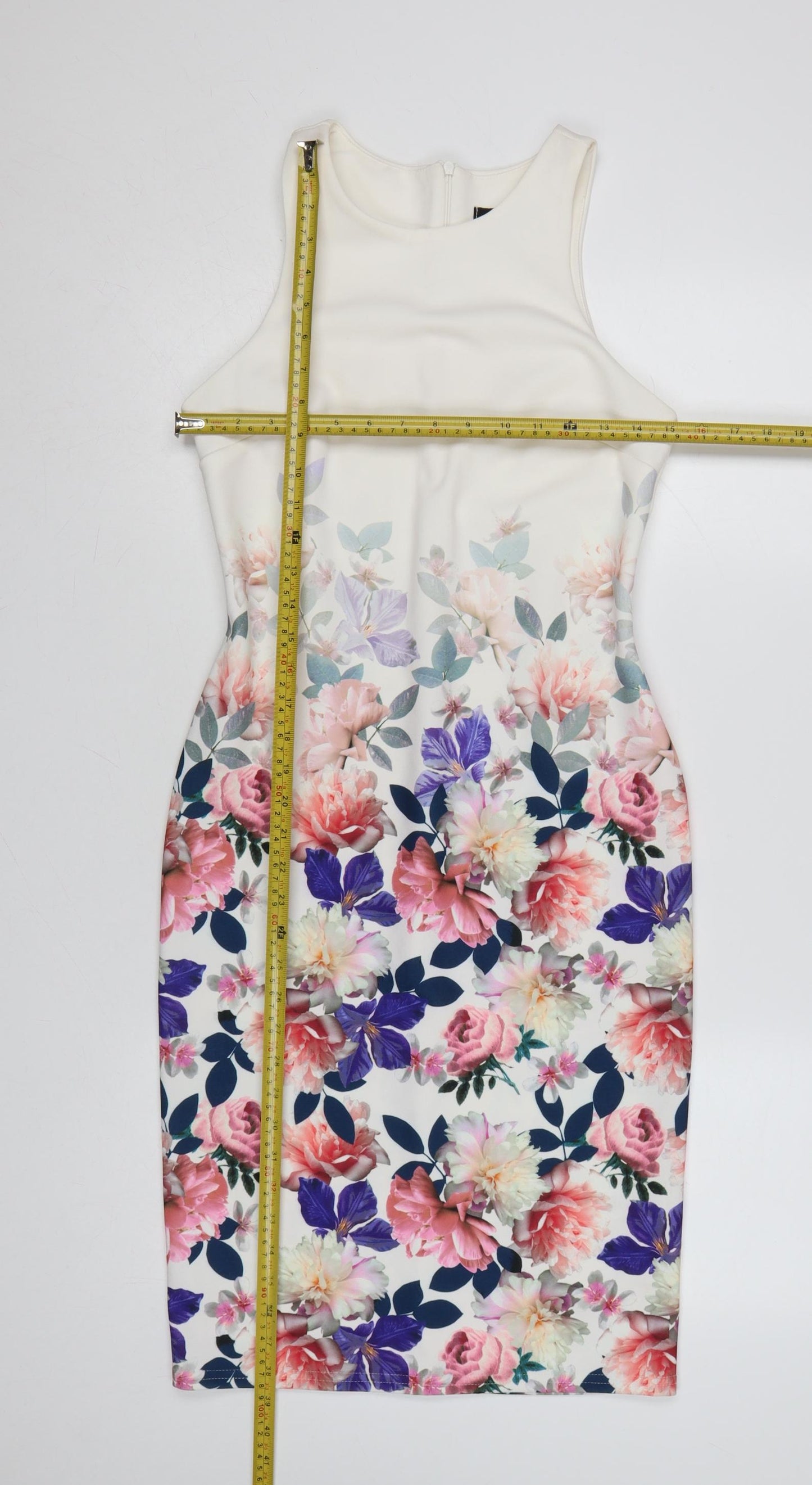 New Look Women’s Multicoloured Floral Bodycon Knee Length Dress Size 12