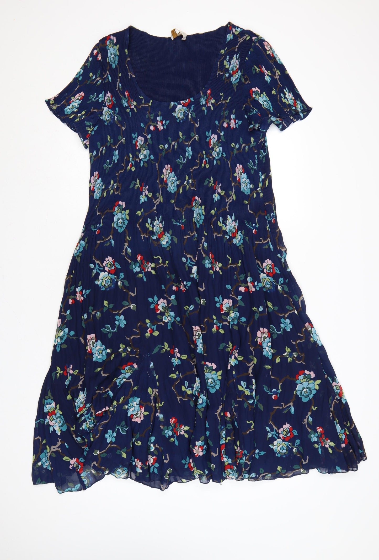 EAST Women Blue Floral Knee Length A-Line Dress Size 16