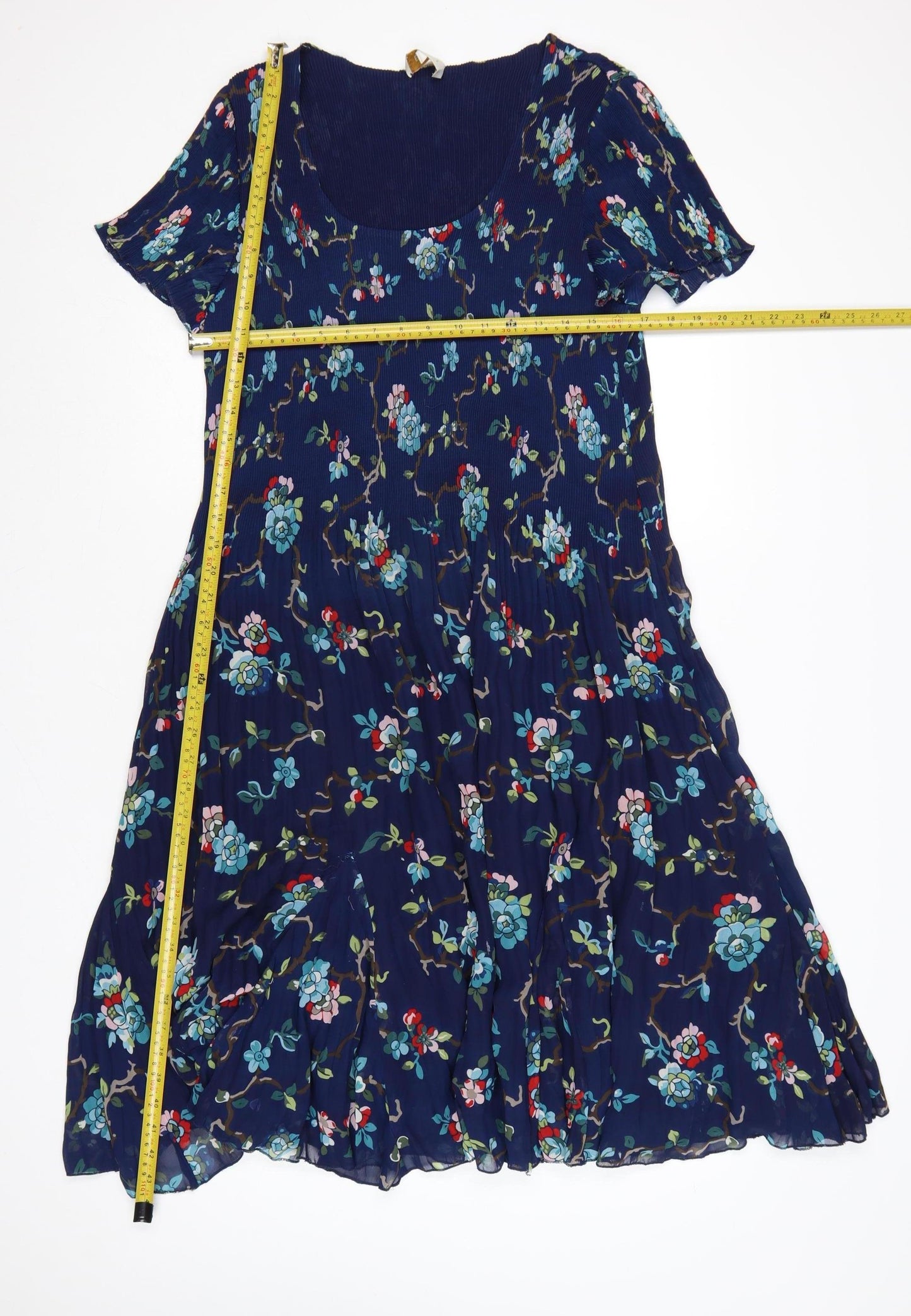 EAST Women Blue Floral Knee Length A-Line Dress Size 16