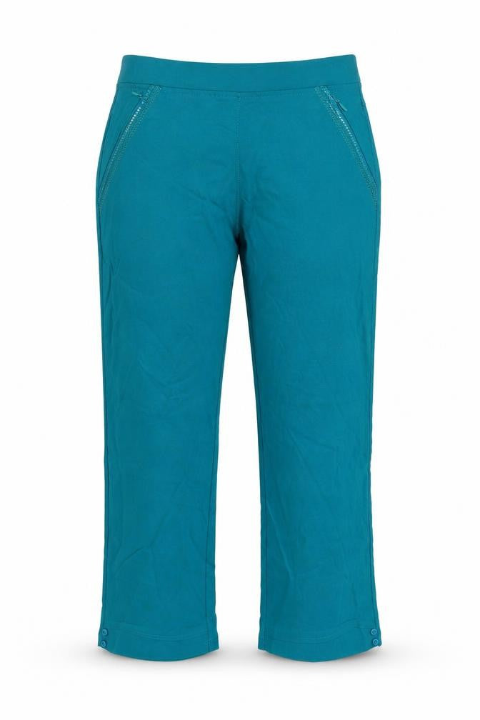 Just Elegance Women’s Teal Cropped Trousers Size 12 Stretch Comfort Fit