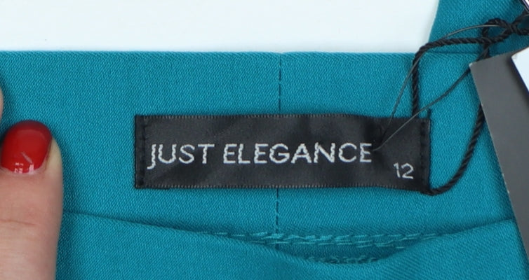 Just Elegance Women’s Teal Cropped Trousers Size 12 Stretch Comfort Fit