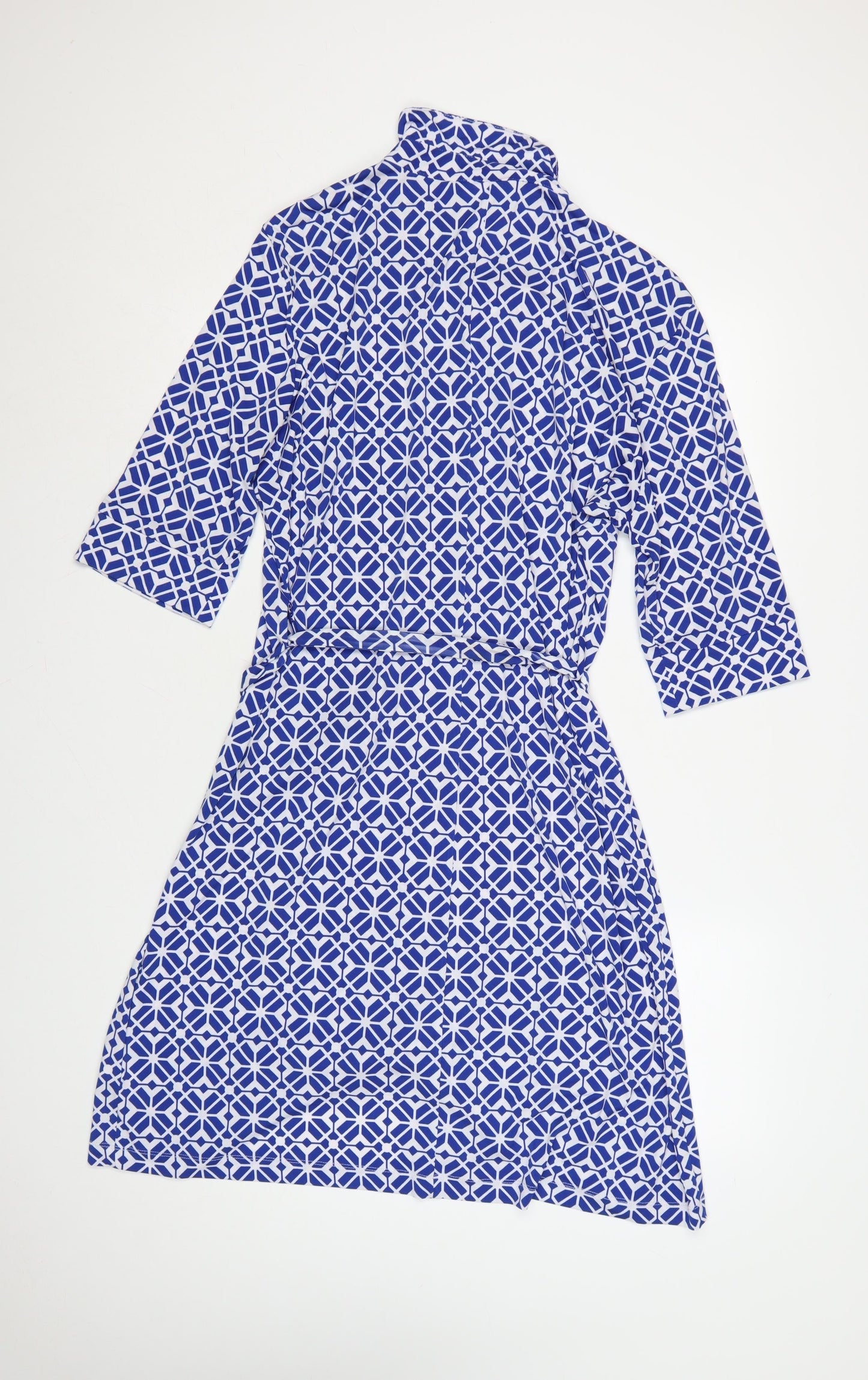 Linea Women Blue Geometric Collared Shirt Dress Size 18