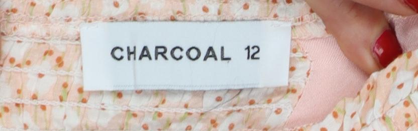Charcoal Women Pink Floral Off Shoulder Midi Dress Size 12