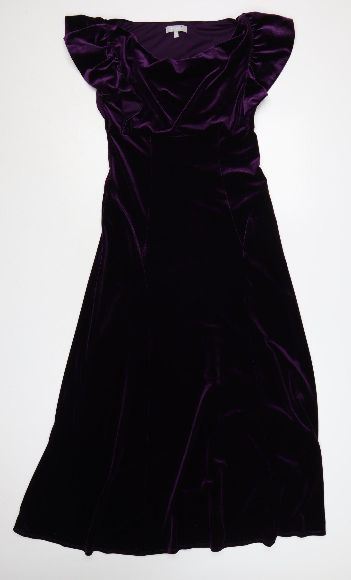 Marks and Spencer Women Purple Velvet Fit & Flare Midi Dress Size 10