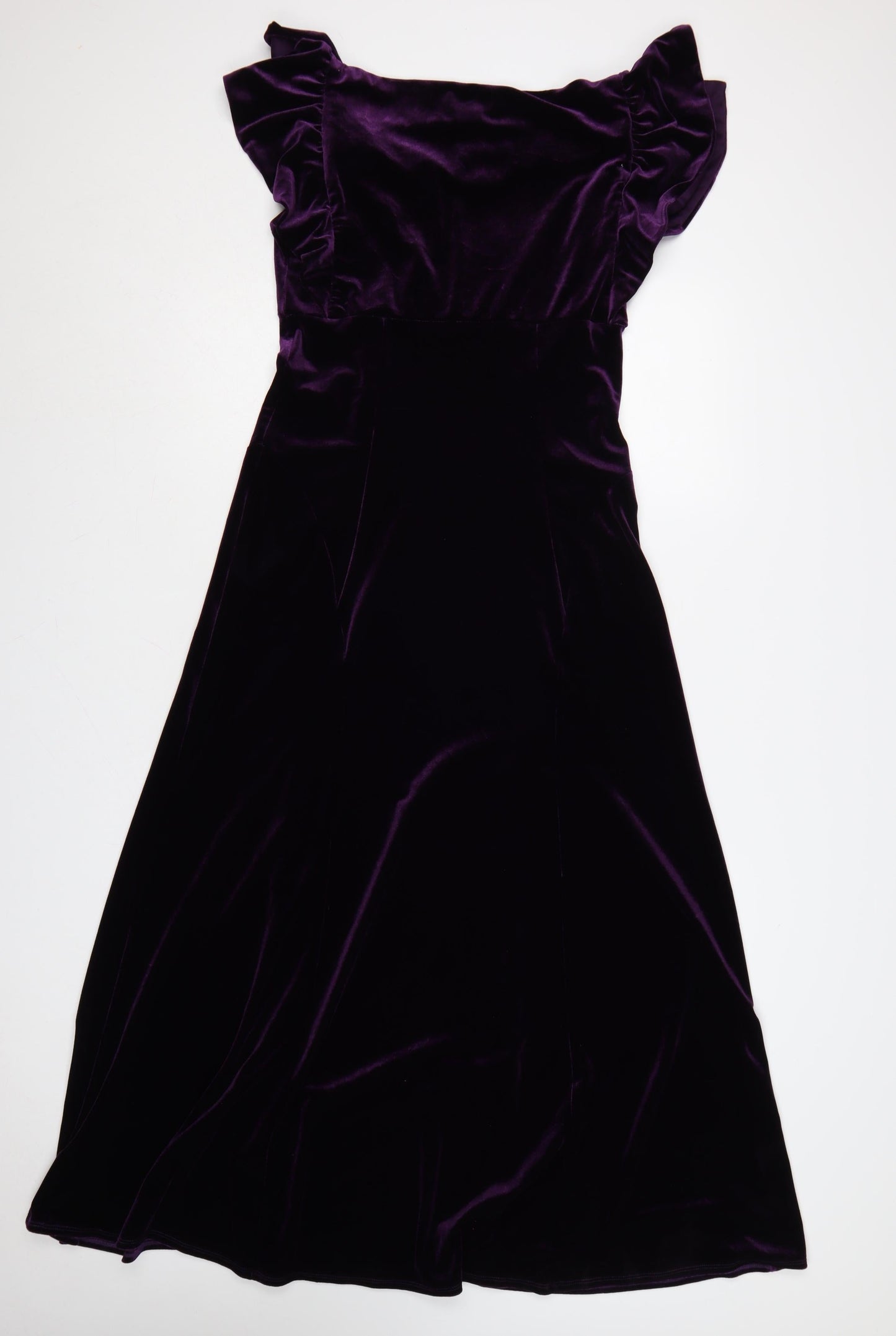 Marks and Spencer Women Purple Velvet Fit & Flare Midi Dress Size 10