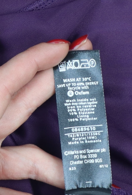 Marks and Spencer Women Purple Velvet Fit & Flare Midi Dress Size 10