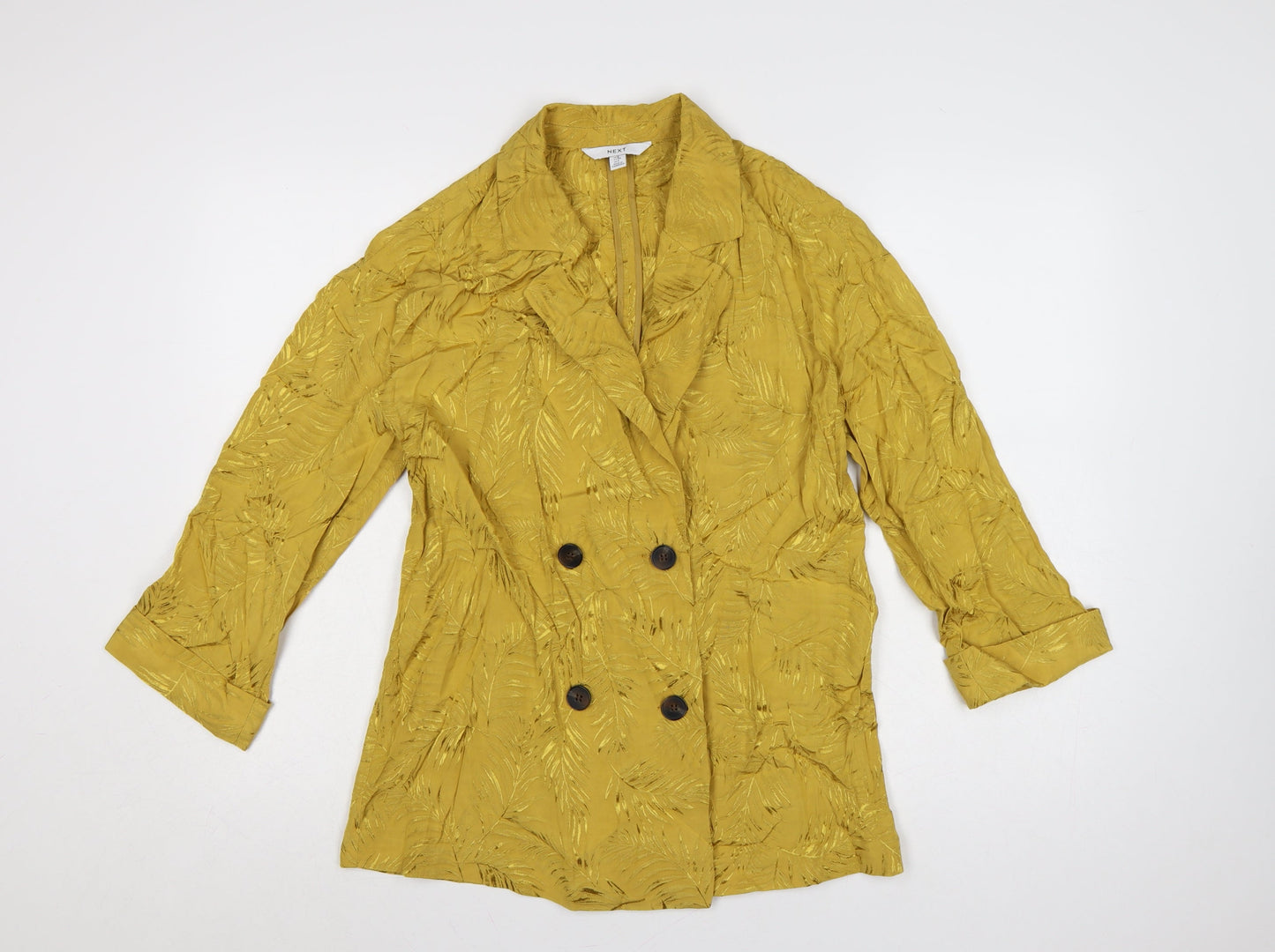 Next Women Yellow Double-Breasted Blazer Size 6