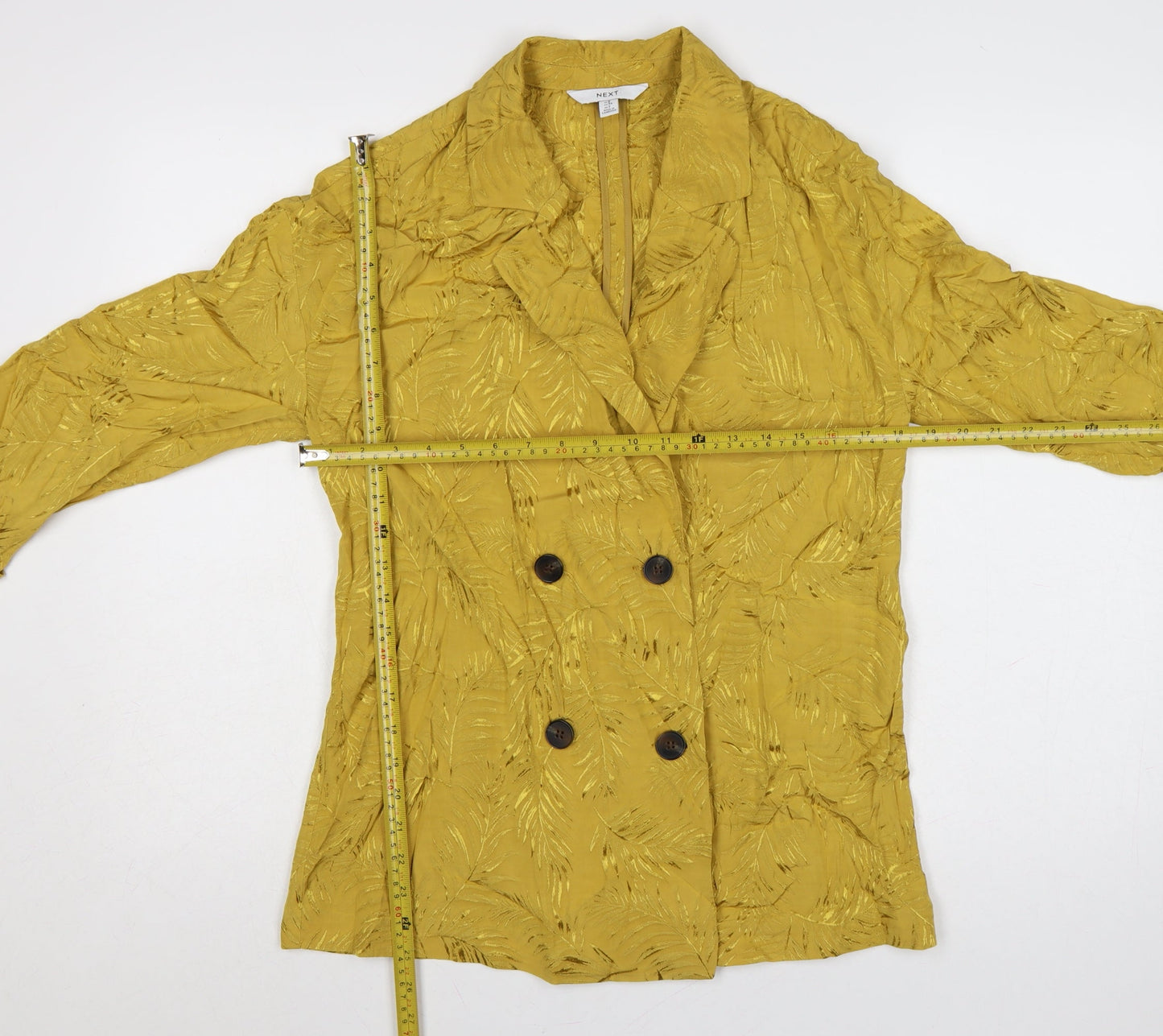 Next Women Yellow Double-Breasted Blazer Size 6