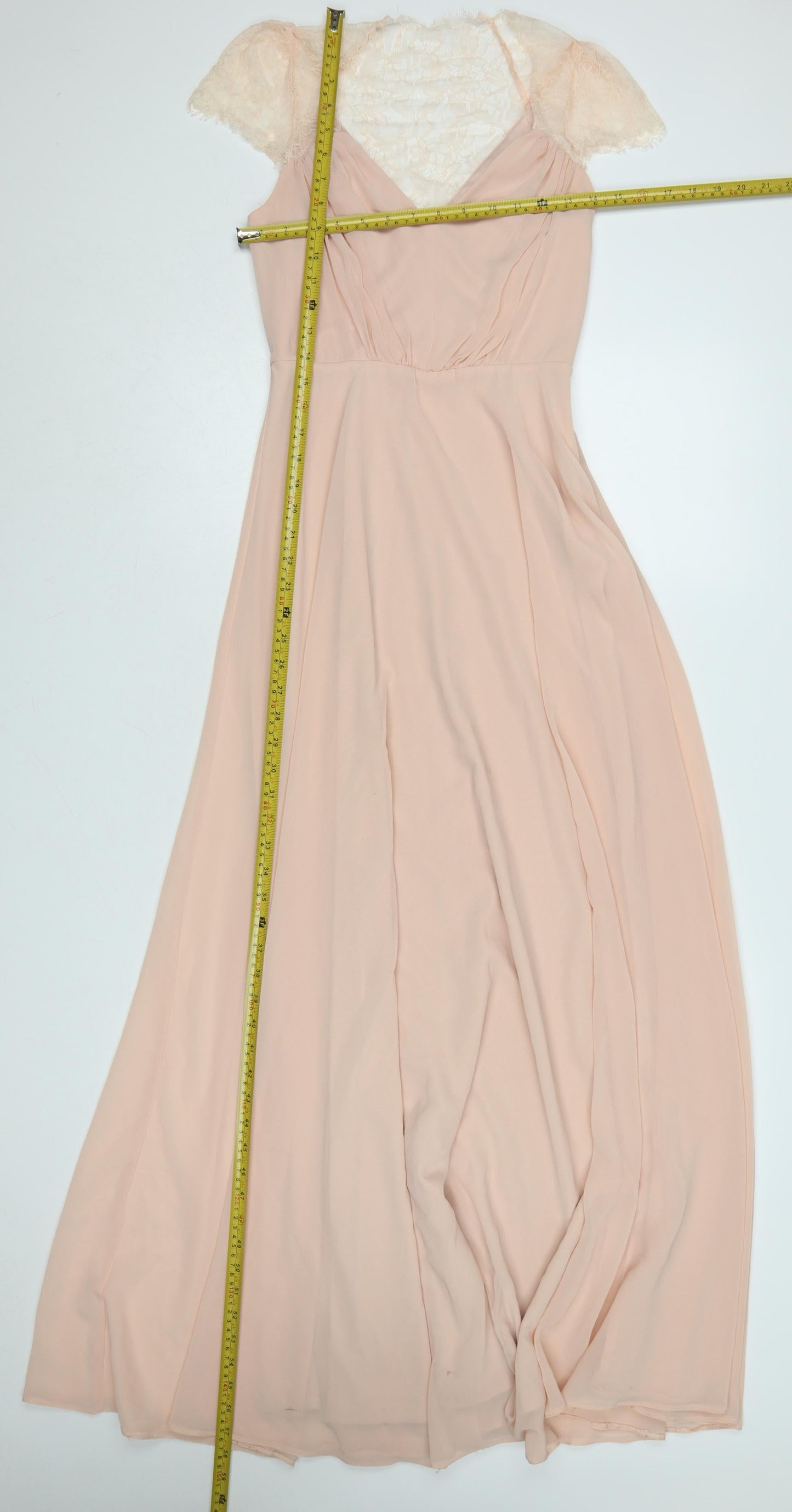ASOS Women’s Beige Lace Maxi Dress UK 8 V-Neck Short Sleeve