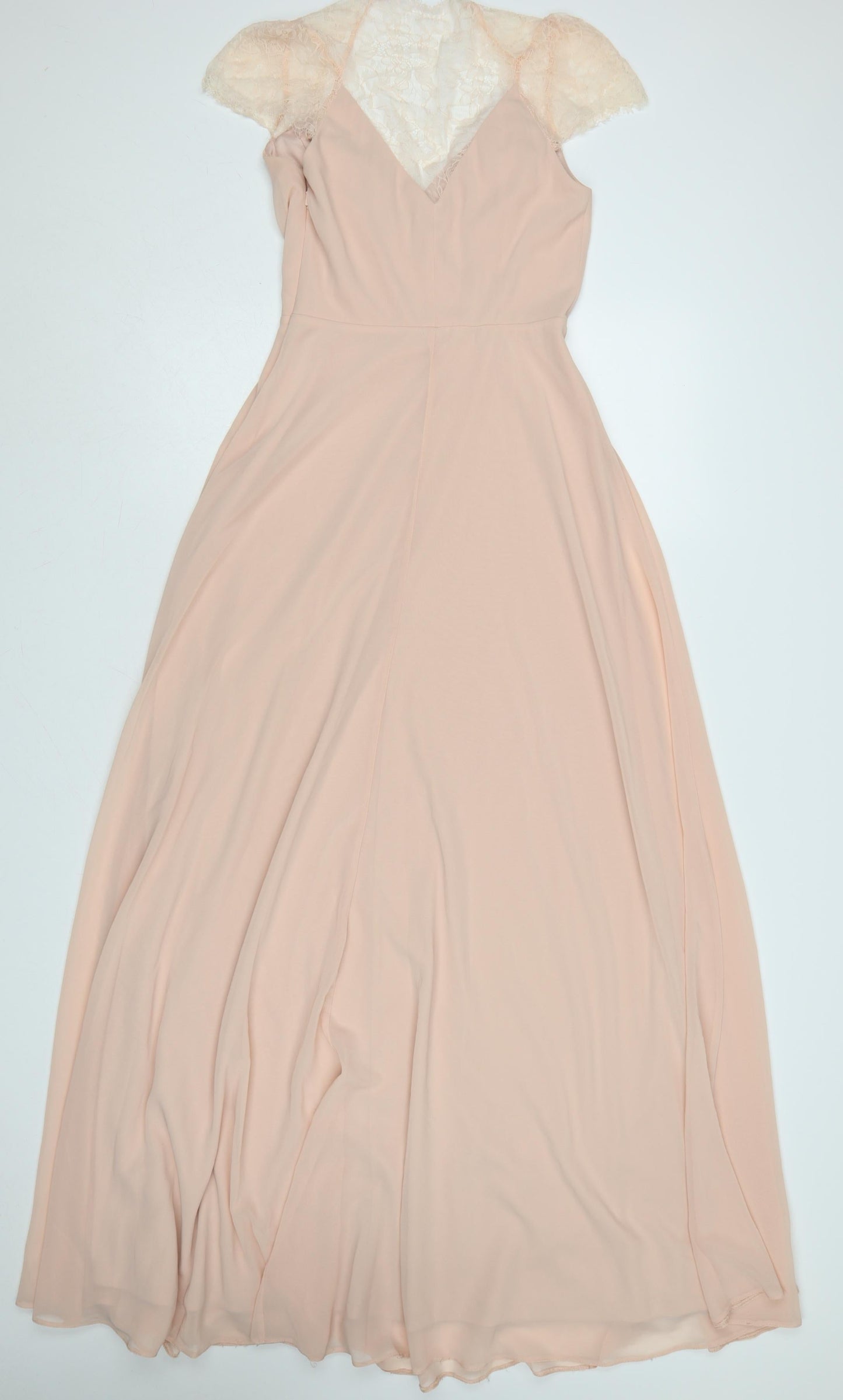ASOS Women’s Beige Lace Maxi Dress UK 8 V-Neck Short Sleeve