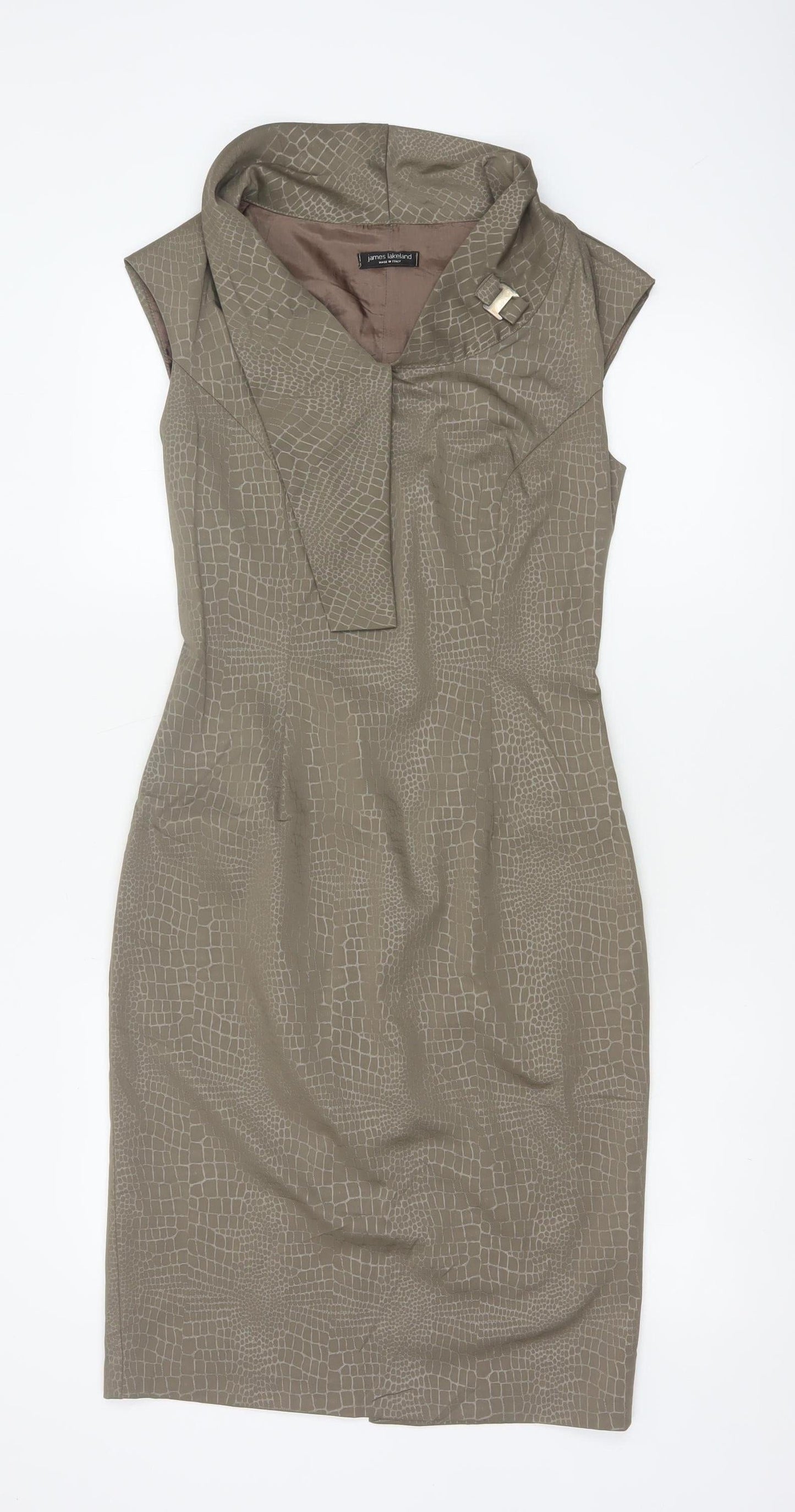 James Lakeland Women Beige UK 8 Sheath Animal Print Dress