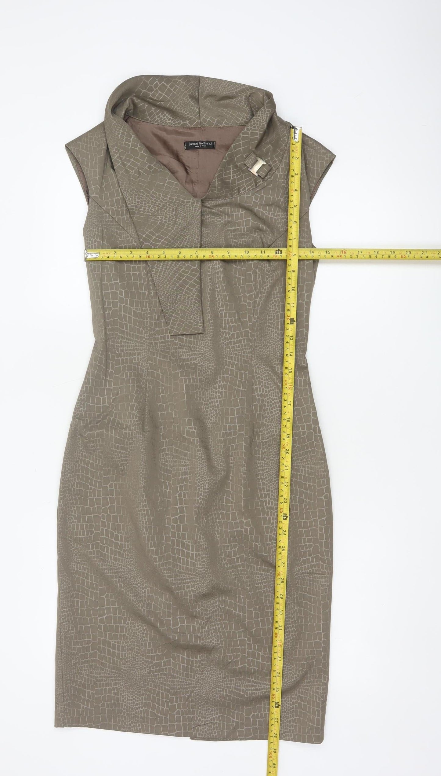 James Lakeland Women Beige UK 8 Sheath Animal Print Dress