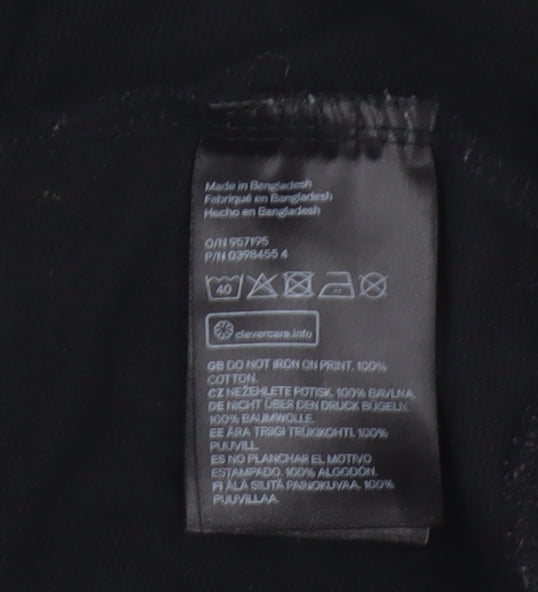 H&M Divided Women Black S NYC Brooklyn Graphic Long Sleeve Jersey Top