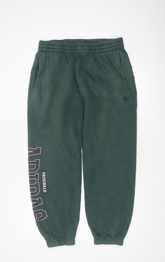 adidas Men’s Green L Originals Logo Cuffed Jogger Trousers