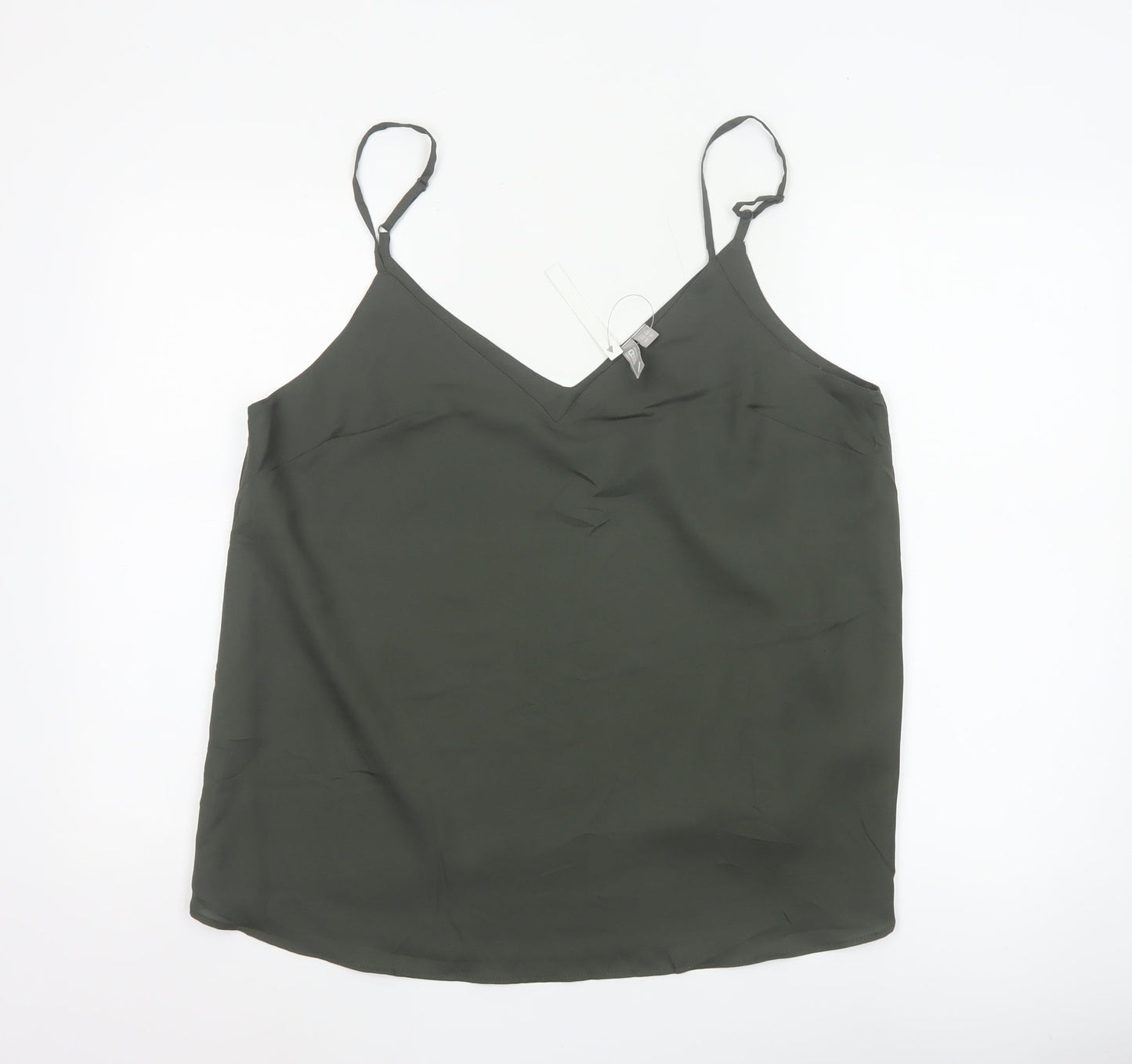 ASOS Women Green UK 16 Adjustable Strap V-Neck Camisole Tank Top