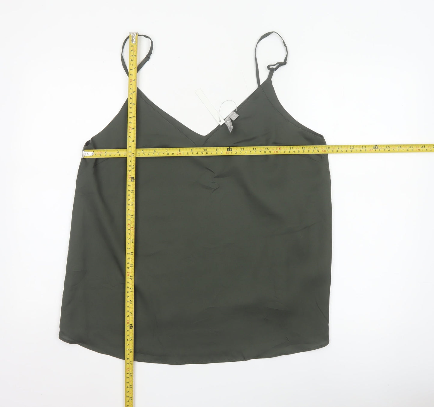 ASOS Women Green UK 16 Adjustable Strap V-Neck Camisole Tank Top