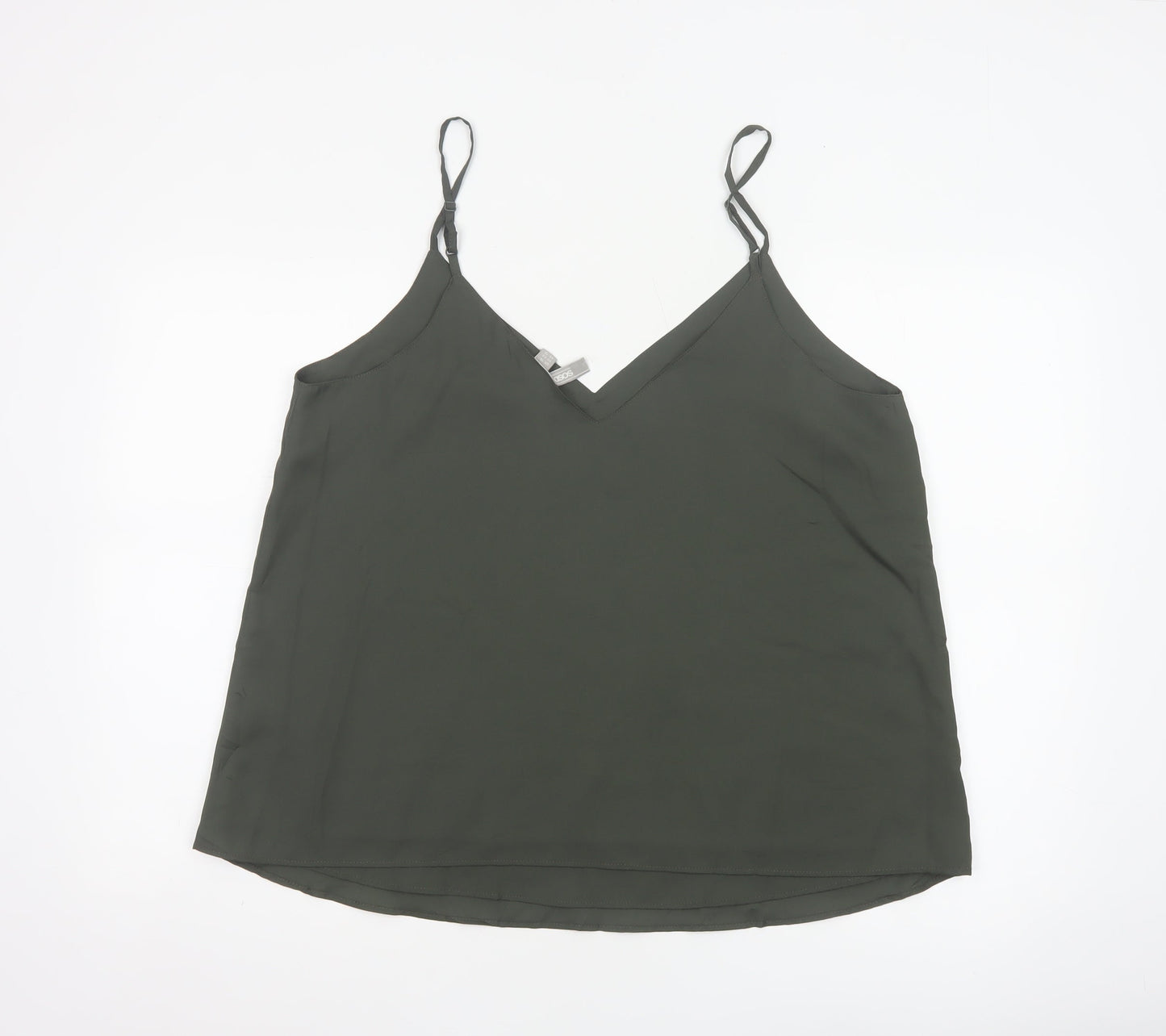 ASOS Women Green UK 16 Adjustable Strap V-Neck Camisole Tank Top