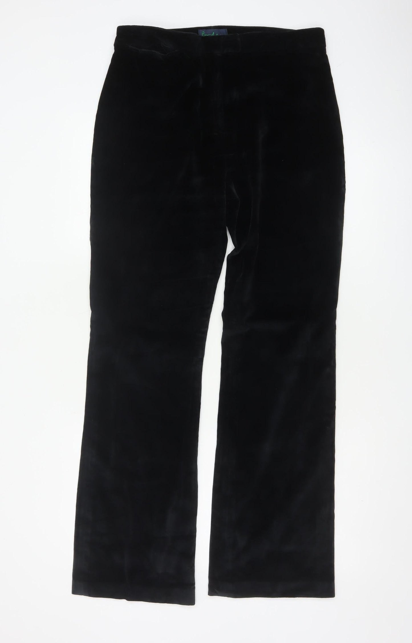 Boden Women Black UK 14 Tall Velvet Bootcut Cotton Stretch Trousers