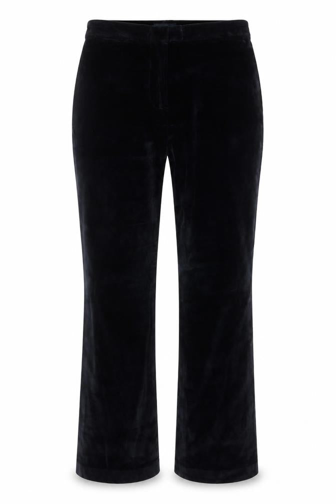 Boden Women Black UK 14 Tall Velvet Bootcut Cotton Stretch Trousers