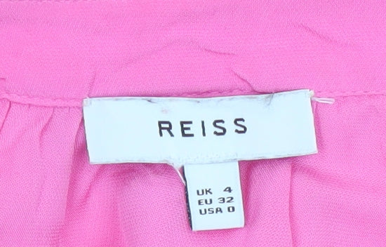 Reiss Women Pink UK 4 Viscose Long Sleeve Button Blouse