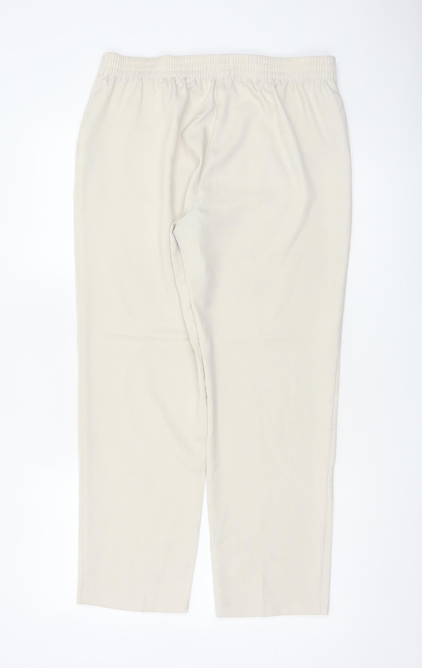 M&S Women Beige UK 12 Classic Straight Leg Trousers Short